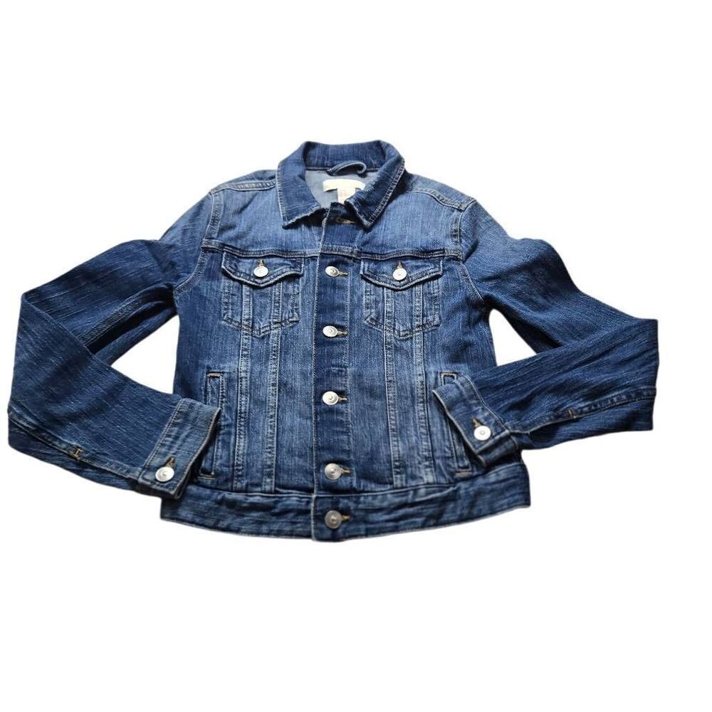 H&M Button Up Casual Denim Long Sleeve Jean Jacket Womens Size 2 Blue
